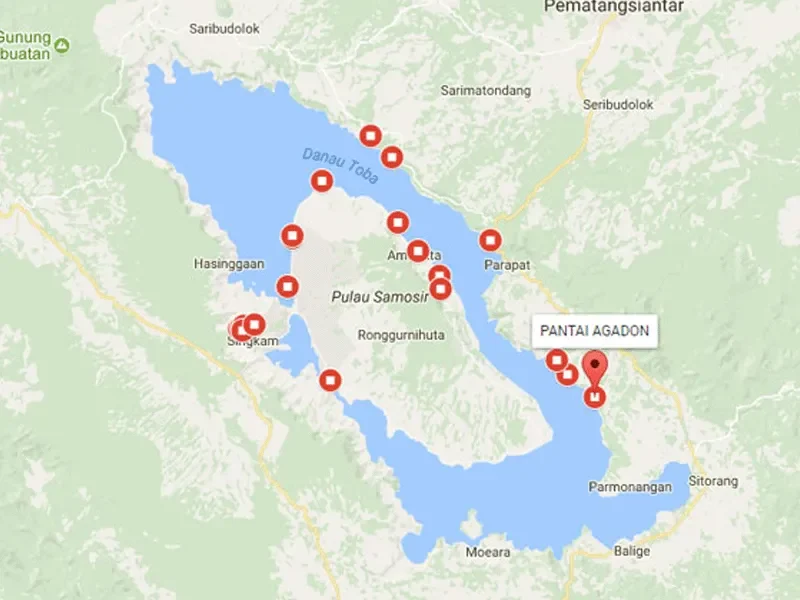 Peta lokasi Danau Toba di Provinsi Sumatera Utara